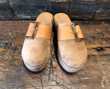CORDANI CAMRYN-B CLOG IN CLOVE SUEDE WITH TAN BUCKLE STRAP