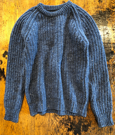 Corgi 6 Ply Donegal Wool Crew Neck Sweater in Blue Mix
