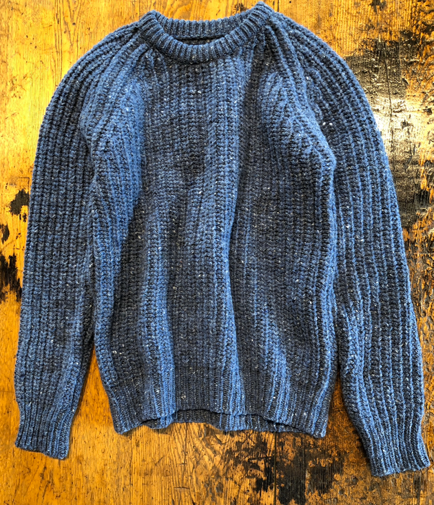 Corgi 6 Ply Donegal Wool Crew Neck Sweater in Blue Mix