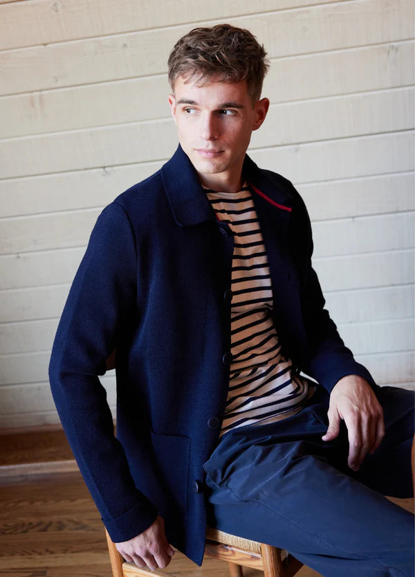 SAINT JAMES OF FRANCE MEN'S CORK II WOOL SHIRT JACKET IN MARINE