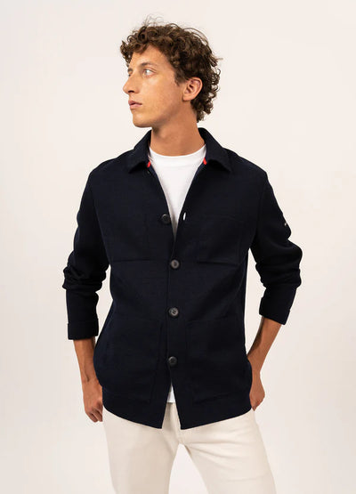SAINT JAMES OF FRANCE MEN'S CORK II WOOL SHIRT JACKET IN MARINE