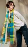 JOSHUA ELLIS 100% CASHMERE SCARF IN GOLDEN BLACKWATCH PATTERN
