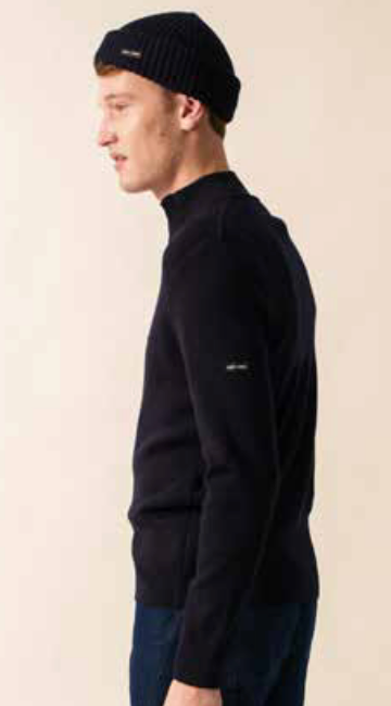 SAINT JAMES OF FRANCE CREGGAN II 1/4 ZIP IN NAVY WITH CONTRASTING TRIM