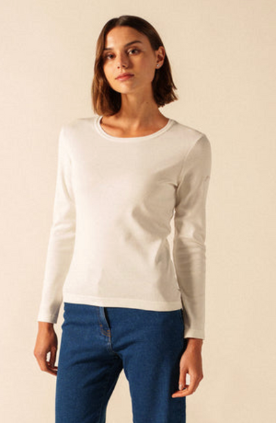 SAINT JAMES OF FRANCE WOMEN'S CELINA LONG-SLEEVE CREW IN ECRU