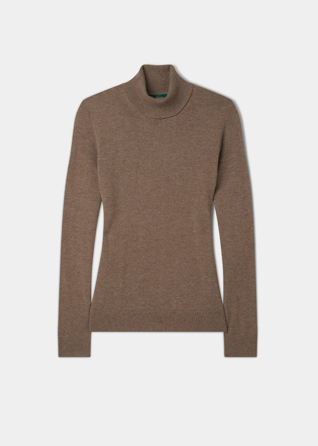 ALAN PAINE WOMEN'S CLARA ROLL NECK SWEATER IN PECAN