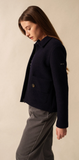 SAINT JAMES OF FRANCE WOMEN'S COMBLOUX BOILED WOOL JACKET IN NAVY
