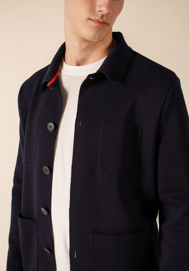 SAINT JAMES OF FRANCE MEN'S CORK II WOOL SHIRT JACKET IN MARINE