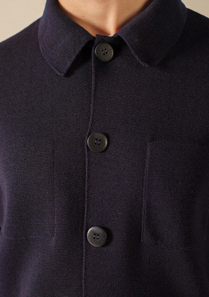 SAINT JAMES OF FRANCE MEN'S CORK II WOOL SHIRT JACKET IN MARINE