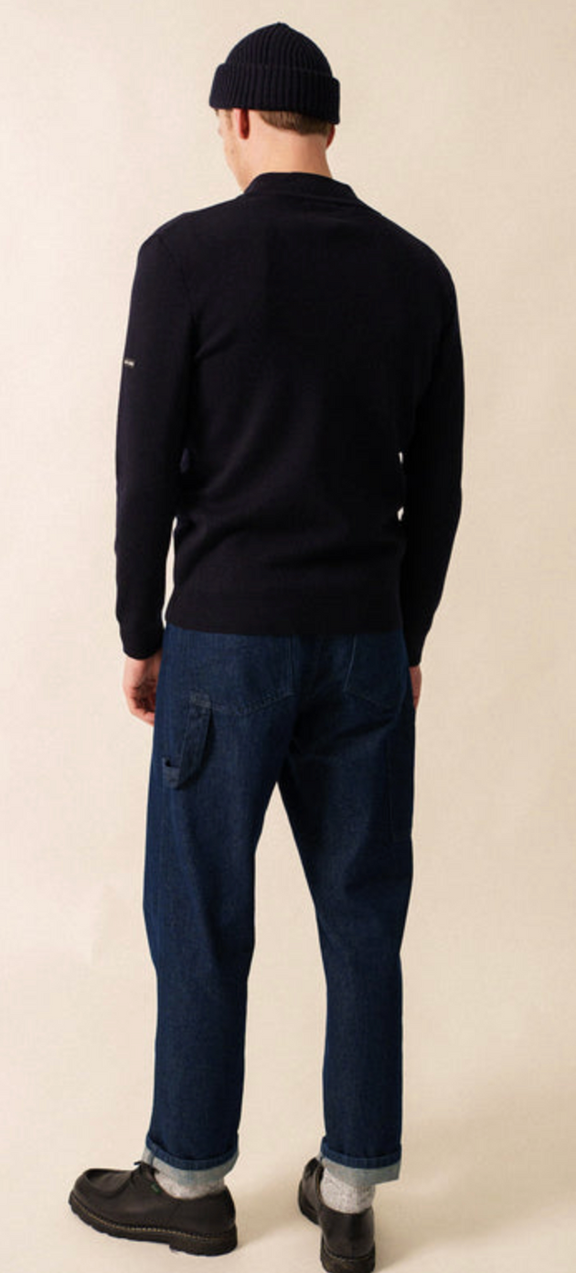 SAINT JAMES OF FRANCE CREGGAN II MEN'S 1/4 ZIP IN NAVY WITH CONTRASTING TRIM