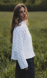 HOLEBROOK SWEDEN WOMEN'S EMMIE T-NECK CABLE SWEATER IN WHITE