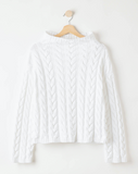 HOLEBROOK SWEDEN WOMEN'S EMMIE T-NECK CABLE SWEATER IN WHITE