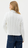 HOLEBROOK SWEDEN WOMEN'S EMMIE T-NECK CABLE SWEATER IN WHITE