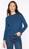 KINROSS CASHMERE EXPOSED SEAM CREW NECK SWEATER IN SAPHIRE BLUE