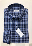 Mirto Long Sleeve Sport Shirt in Blue Plaid