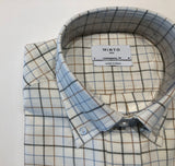 Mirto Long Sleeve Sport Shirt with French Vanilla background and Windowpane Pattern