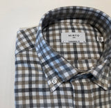 Mirto Long Sleeve Sport Shirt in Tan and Gray Tattersall Plaid