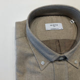 Mirto Long Sleeve Sport Shirt in Tan Herringbone Weave