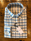 Mirto Long Sleeve Sport Shirt in Creme with Blue/Olive/Tan Plaid