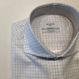 Mirto Dress Shirt with Spread Collar and Blue/Red Tattersall Pattern