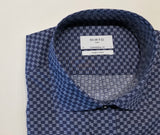 Mirto Long Sleeve Sport Shirt in Navy with Geometric Pattern