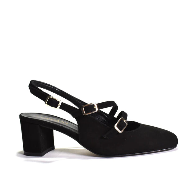 CORDANI GAVIN SLINGBACK HEEL IN BLACK SUEDE