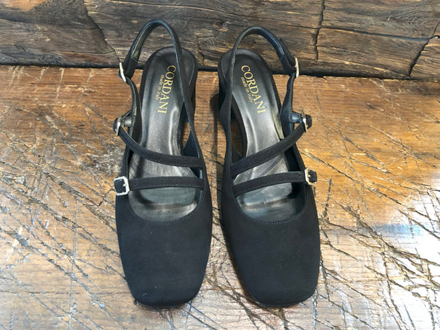 CORDANI GAVIN SLINGBACK HEEL IN BLACK SUEDE