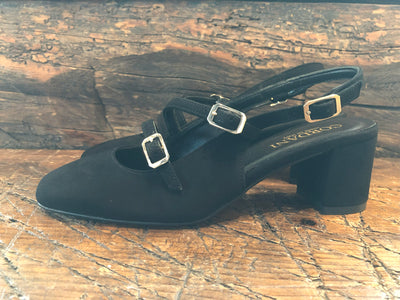 CORDANI GAVIN SLINGBACK HEEL IN BLACK SUEDE
