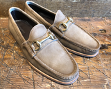 Magnanni Giancarlo Bit Loafer in Taupe Suede with Rubber/Leather Sole