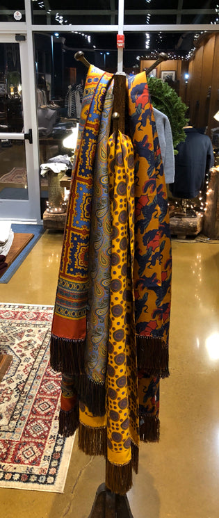 Robert Keyte Silk Scarves with Hand-Tasseled Fringe