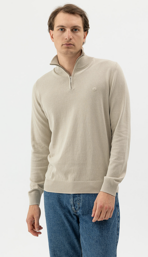 Holebrook Sweden Men's Holger T-Neck Sweater in Feather Tan
