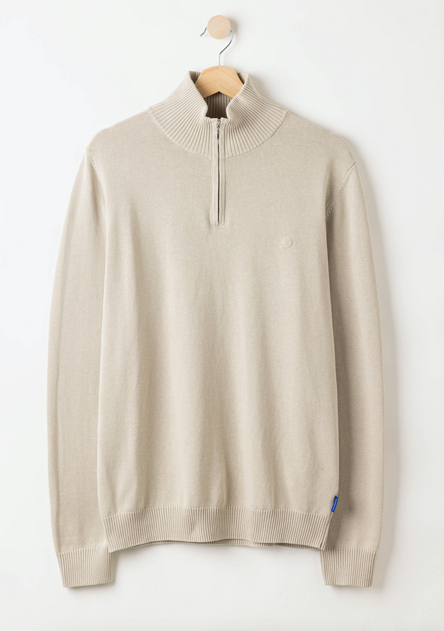 Holebrook Sweden Men's Holger T-Neck Sweater in Feather Tan
