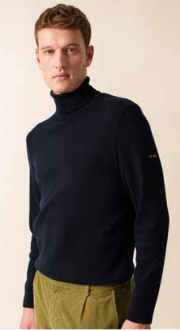 SAINT JAMES OF FRANCE HOUAT MEN'S ROLL NECK SWEATER IN NAVY