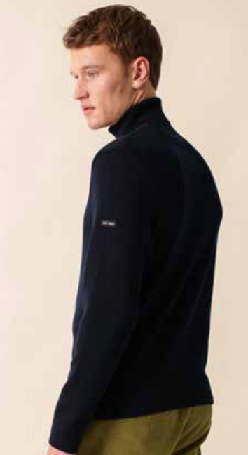 SAINT JAMES OF FRANCE HOUAT MEN'S ROLL NECK SWEATER IN NAVY