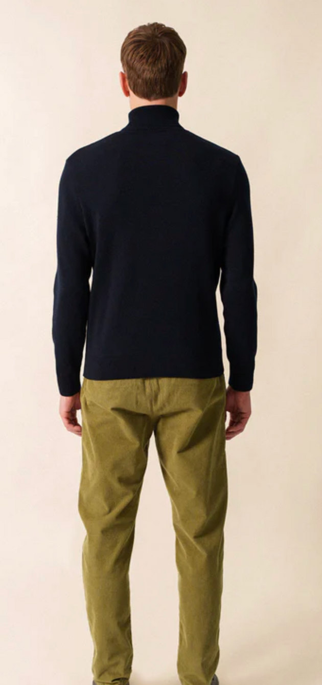 SAINT JAMES OF FRANCE HOUAT MEN'S ROLL NECK SWEATER IN NAVY