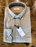 Mirto Long Sleeve Sport Shirt in Tan Herringbone Weave