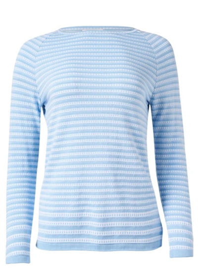 BLUE 1899 WOMEN'S WOVEN TEXTURED STRIPED 100% PIMA COTTON BOATNECK