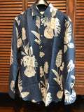 Mirto Linen Long-Sleeve Sport Shirt in Navy
