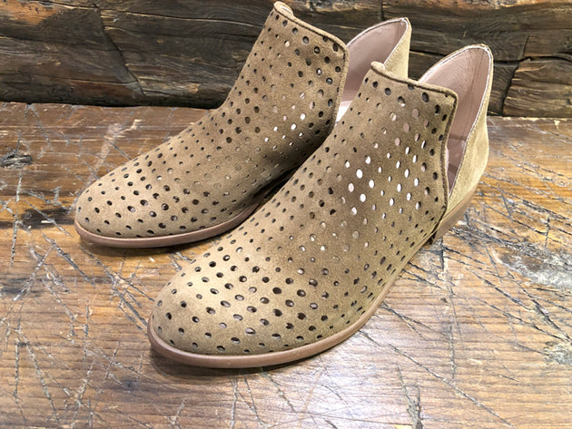 CORDANI BURKE LASER CUT BOOTIE IN WHISKEY SUEDE