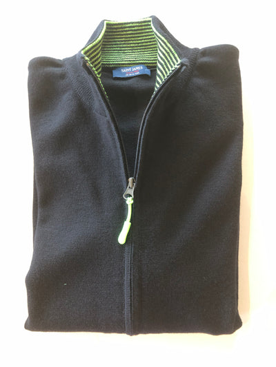 SAINT JAMES OF FRANCE CREGGAN II 1/4 ZIP IN NAVY WITH CONTRASTING TRIM