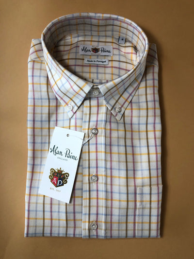 Alan Paine Men's Classic Fit Long-Sleeve Button-Down Sport Shirt in Cotton/Wool Blend