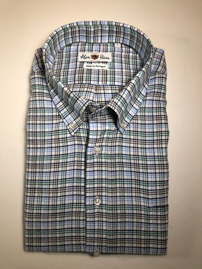 Alan Paine Men's Long-Sleeve Button-Down Sport Shirt in Cotton/Tencel