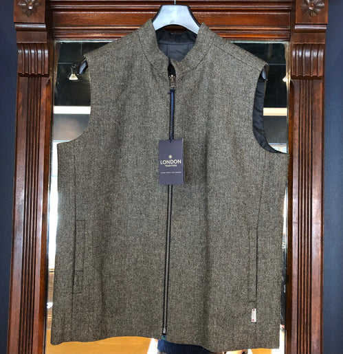 LONDON TRADITION MEN'S REVERSIBLE VEST 100% WOOL TWEED