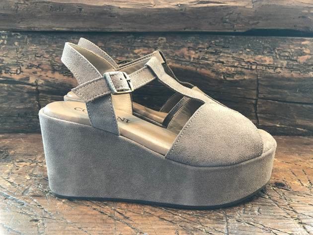 CORDANI JAYCEE PLATFORM SANDAL IN PORCINIO SUEDE LEATHER