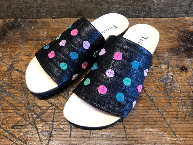 THINK WOMEN'S JULIA DOTTED SLIDE SANDAL IN BLACK