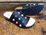 THINK WOMEN'S JULIA DOTTED SLIDE SANDAL IN BLACK