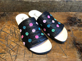 THINK WOMEN'S JULIA DOTTED SLIDE SANDAL IN BLACK