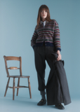 Harley of Scotland Women's Supersoft Wool Fair Isle Cropped Cardigan Sweater in Night Sky Blue