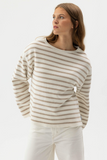 HOLEBROOK SWEDEN WOMEN'S LISSIE CREW NECK SWEATER IN OFF-WHITE/KHAKI