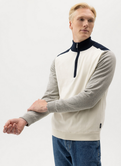 Holebrook Sweden Men's Ludvig T-Neck Windproof Sweater in Off-White