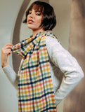 JOSHUA ELLIS HANDMADE 100% LAMBSWOOL SCARF IN SHEPHERD'S CHECK CREAM
